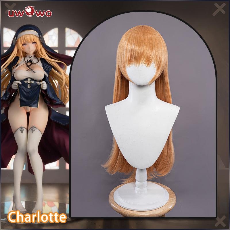 UWOWO NSFW 18+ Original Character Charlotte Nun Figure Sister Cosplay Wig Wig 70cm Orange Hair For Women