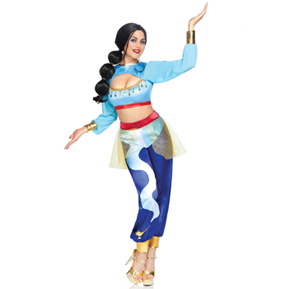 Halloween Costume Aladdin Jasmine Princess Cosplay Women Girl Fancy Dress Up Party Costume Sets