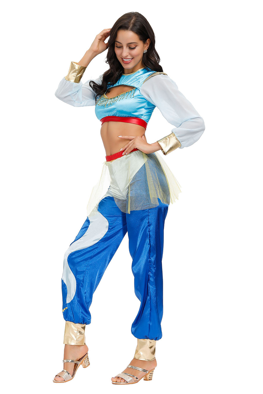 Halloween Costume Aladdin Jasmine Princess Cosplay Women Girl Fancy Dress Up Party Costume Sets
