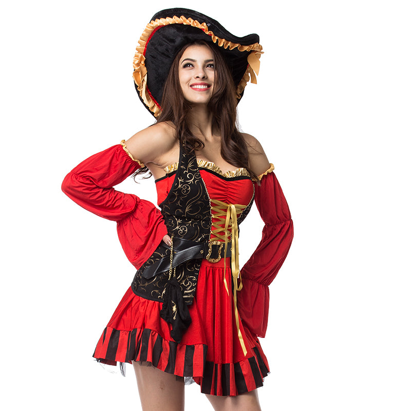 Ladies Ahoy Matey High Seas Pirate Wench Costume Adults Caribbean Fancy Dress s-2xl Womens Buccaneer Halloween Party Outfit