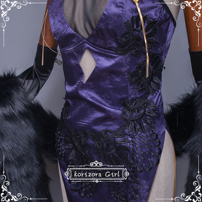 Anime Azur Lane Cheshire CaitSith Cheongsam Dress Party Uniform Cosplay Costume Women Halloween