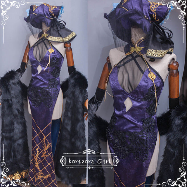 Anime Azur Lane Cheshire CaitSith Cheongsam Dress Party Uniform Cosplay Costume Women Halloween