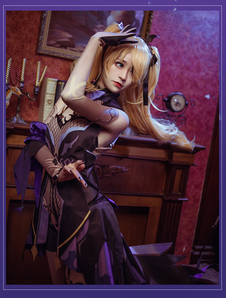 Game Genshin Impact Fischl Cosplay Costume Fischl Cosplay Costume Women Sexy Jumpsuit Halloween Bodysuit Sleeve Full Set