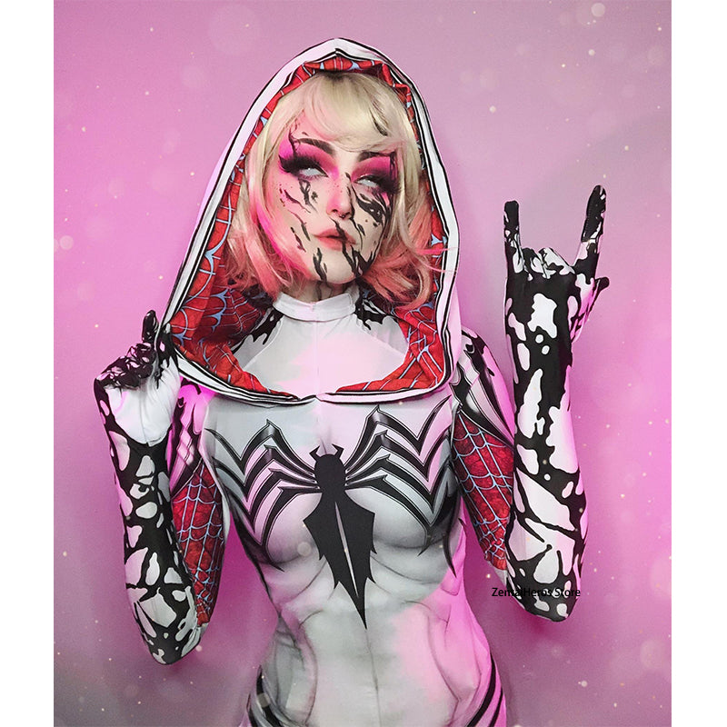 Adults Gwenom Suit Gwen Cosplay Costume Female Girls Woman Halloween Superhero Zentai Bodysuit