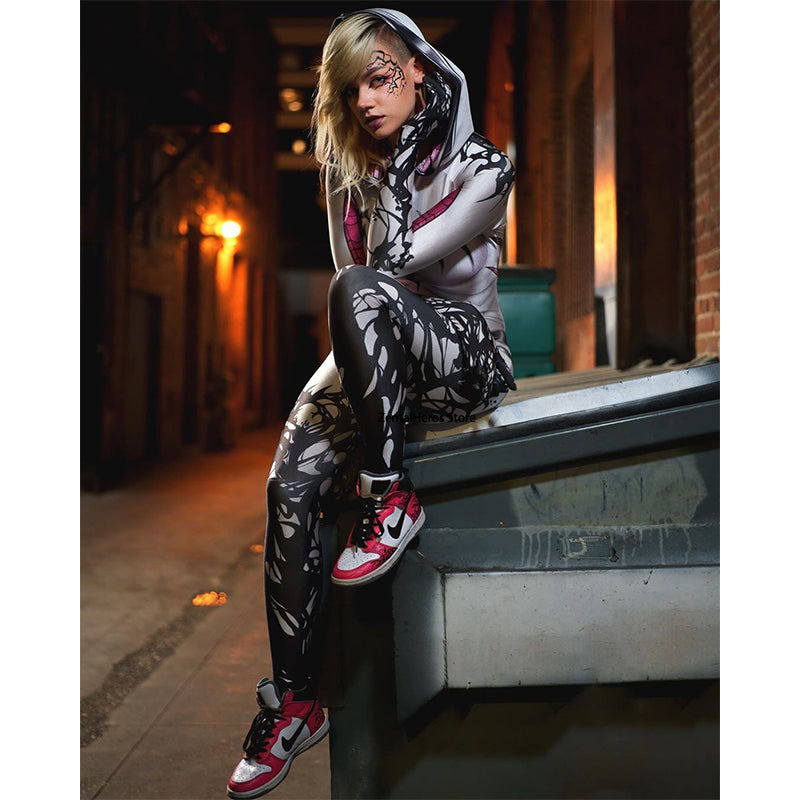 Adults Gwenom Suit Gwen Cosplay Costume Female Girls Woman Halloween Superhero Zentai Bodysuit