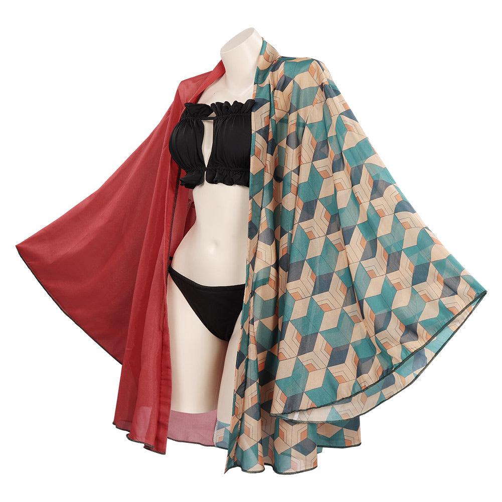 Anime Demon Slayer Cosplay Tomioka Giyuu Swimwear Cloak Outfits Two Pieces Suit