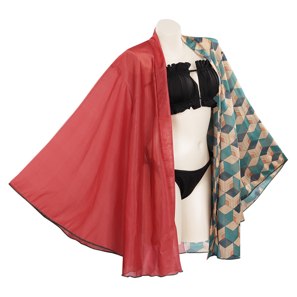 Anime Demon Slayer Cosplay Tomioka Giyuu Swimwear Cloak Outfits Two Pieces Suit