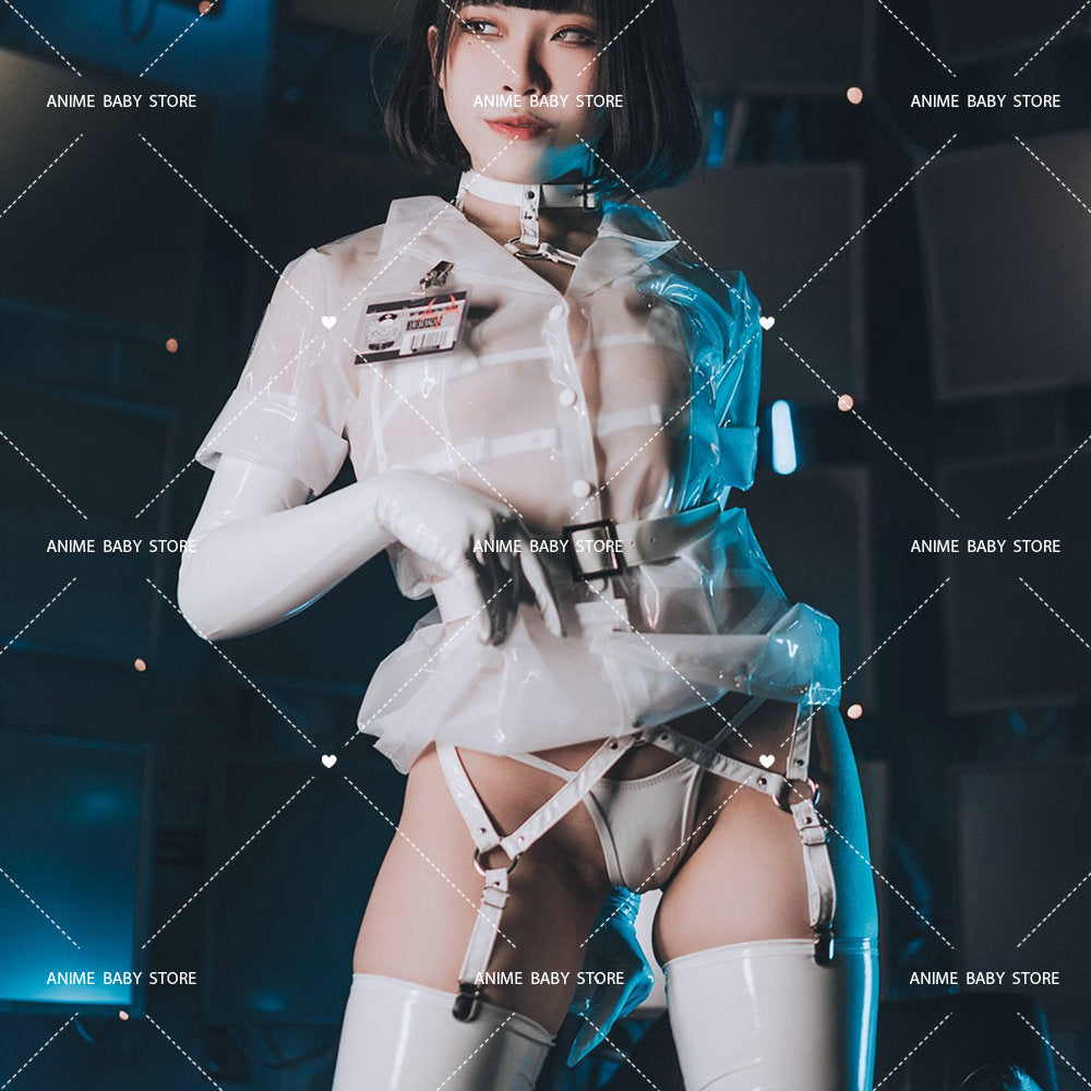 Sexy Dark Reign Nurse Cosplay Costume Leather Dress Leotard Elastic Clack Hot Anime Cosplay Full Set for Sexy Girls