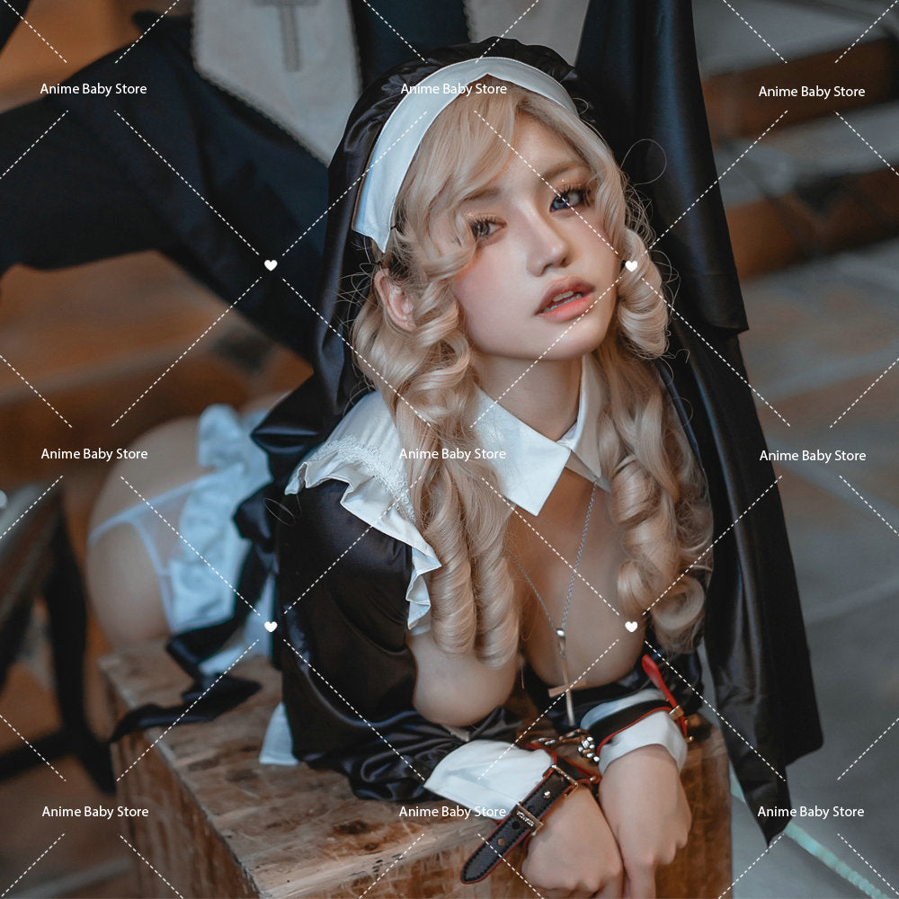 Sweet Black White Dress  Sister Uniform Hot Anime Cosplay Full Set for Sexy Girls Sexy Dark Reign Cenobite Cosplay Costume