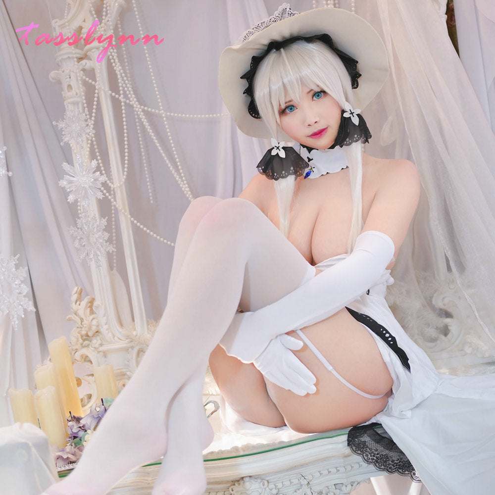 Game Azur Lane Illustrious Cosplay Costume Womem White Dress Azur Lane Cosplay Illustrious