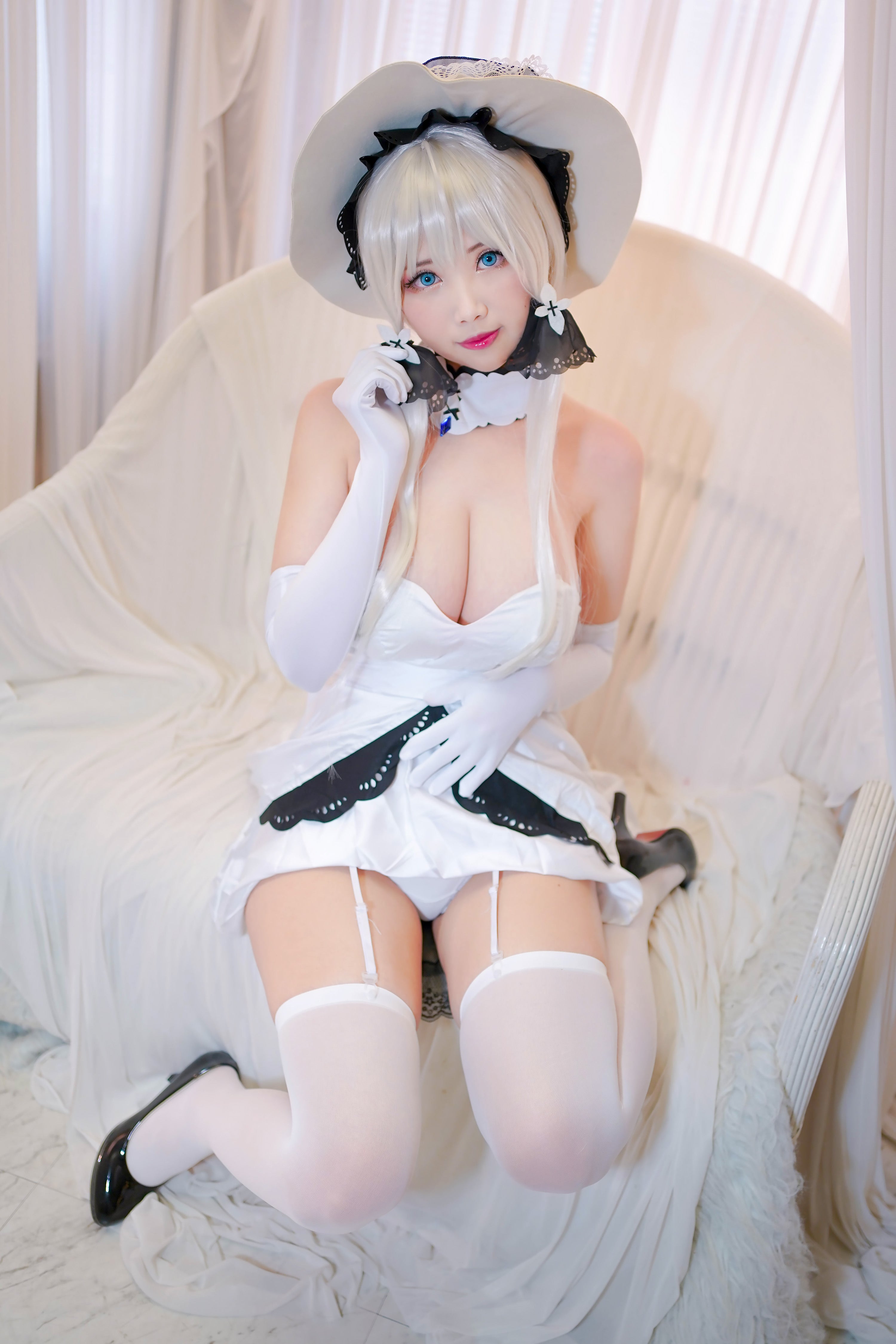 Game Azur Lane Illustrious Cosplay Costume Womem White Dress Azur Lane Cosplay Illustrious