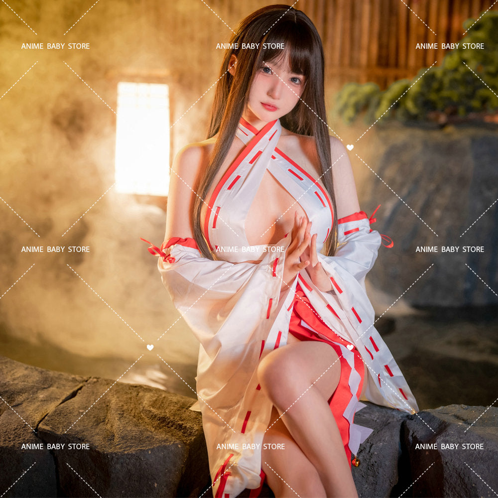 Womens Anime Psychic Cosplay Costumes Japanese Kimono Witch Uniform Sexy Bikini Lingerie Set Halloween Costumes