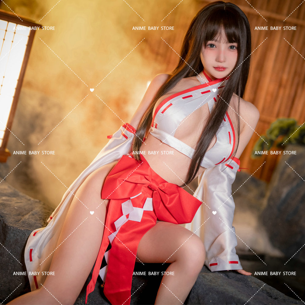 Womens Anime Psychic Cosplay Costumes Japanese Kimono Witch Uniform Sexy Bikini Lingerie Set Halloween Costumes