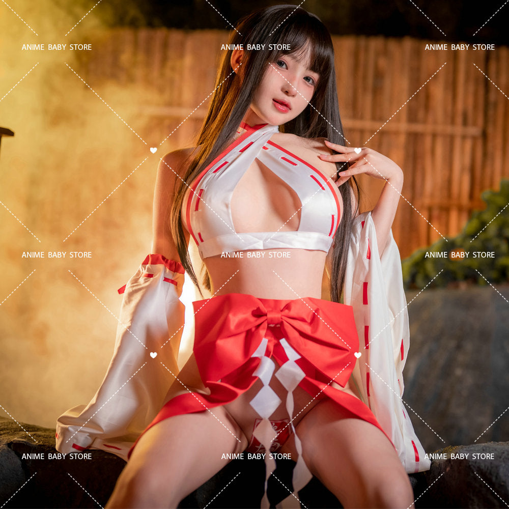 Womens Anime Psychic Cosplay Costumes Japanese Kimono Witch Uniform Sexy Bikini Lingerie Set Halloween Costumes