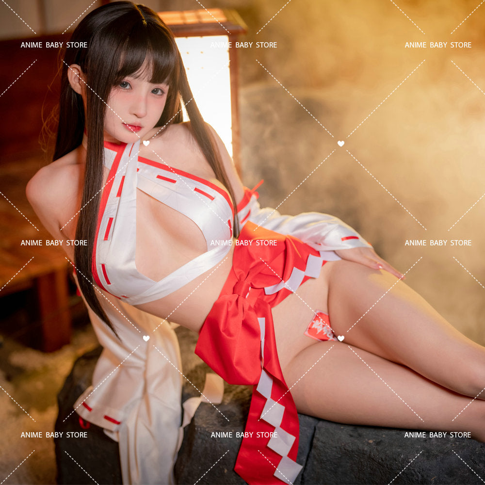 Womens Anime Psychic Cosplay Costumes Japanese Kimono Witch Uniform Sexy Bikini Lingerie Set Halloween Costumes