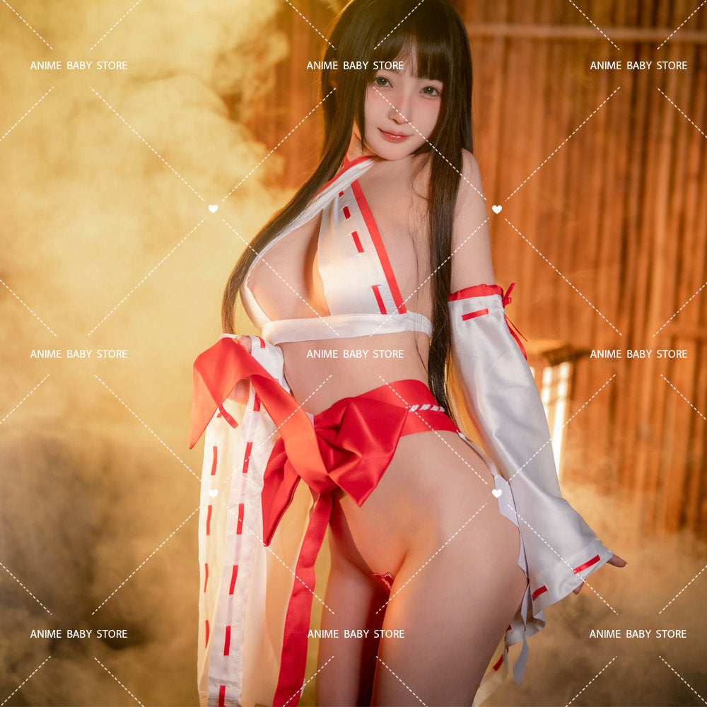 Womens Anime Psychic Cosplay Costumes Japanese Kimono Witch Uniform Sexy Bikini Lingerie Set Halloween Costumes