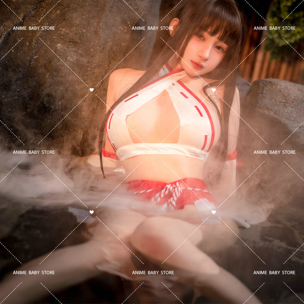 Womens Anime Psychic Cosplay Costumes Japanese Kimono Witch Uniform Sexy Bikini Lingerie Set Halloween Costumes