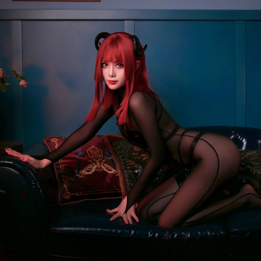 Woman Witch Rally Dark Style Bodysuit Set Lingeries Costume Outfit with Headdress Cloaks Gloves Stockings