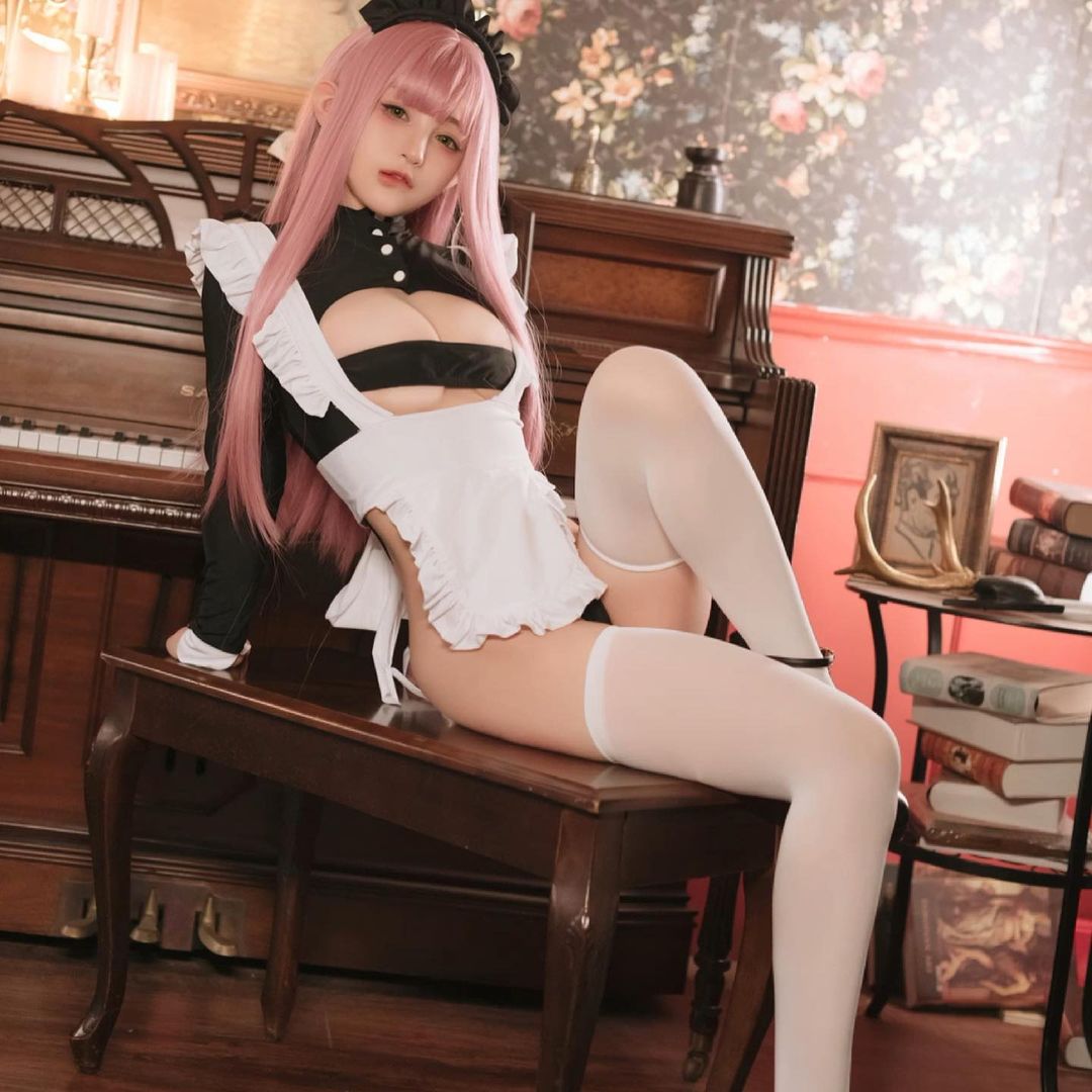 Woman Dark Style High-Slit Maid Dress Set Lingeries Costume Outfit with Headdress Stockings for Geek Girls Dress