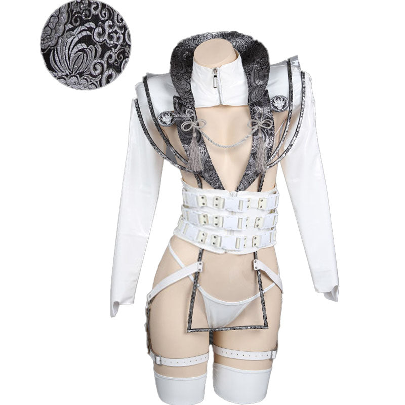 Dark Reign Ninja Shadow Snow Shadow Patent Leather Case Cosplay Costume Outfit with Tassel Cosplay Bodysuit