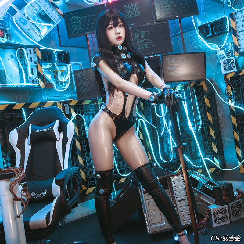 The Anime GANTZ Cos Shitahira Reika Yamazaki Azzu Sexy Battle Cosplay Black Tight PU Bodysuit Costume