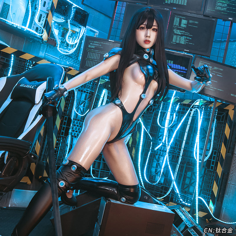 The Anime GANTZ Cos Shitahira Reika Yamazaki Azzu Sexy Battle Cosplay Black Tight PU Bodysuit Costume