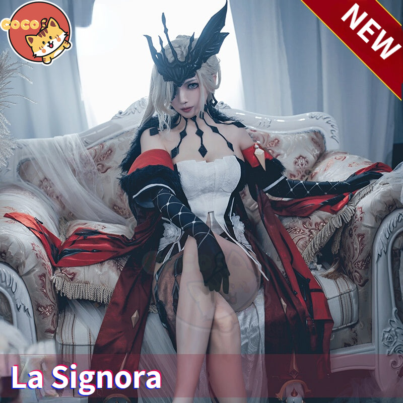 Game Genshin Impact Cosplay La Signora The Fair Lady Cosplay Costume Game Genshin Impact Cos Rosalyne Costume with Cosplay Wig