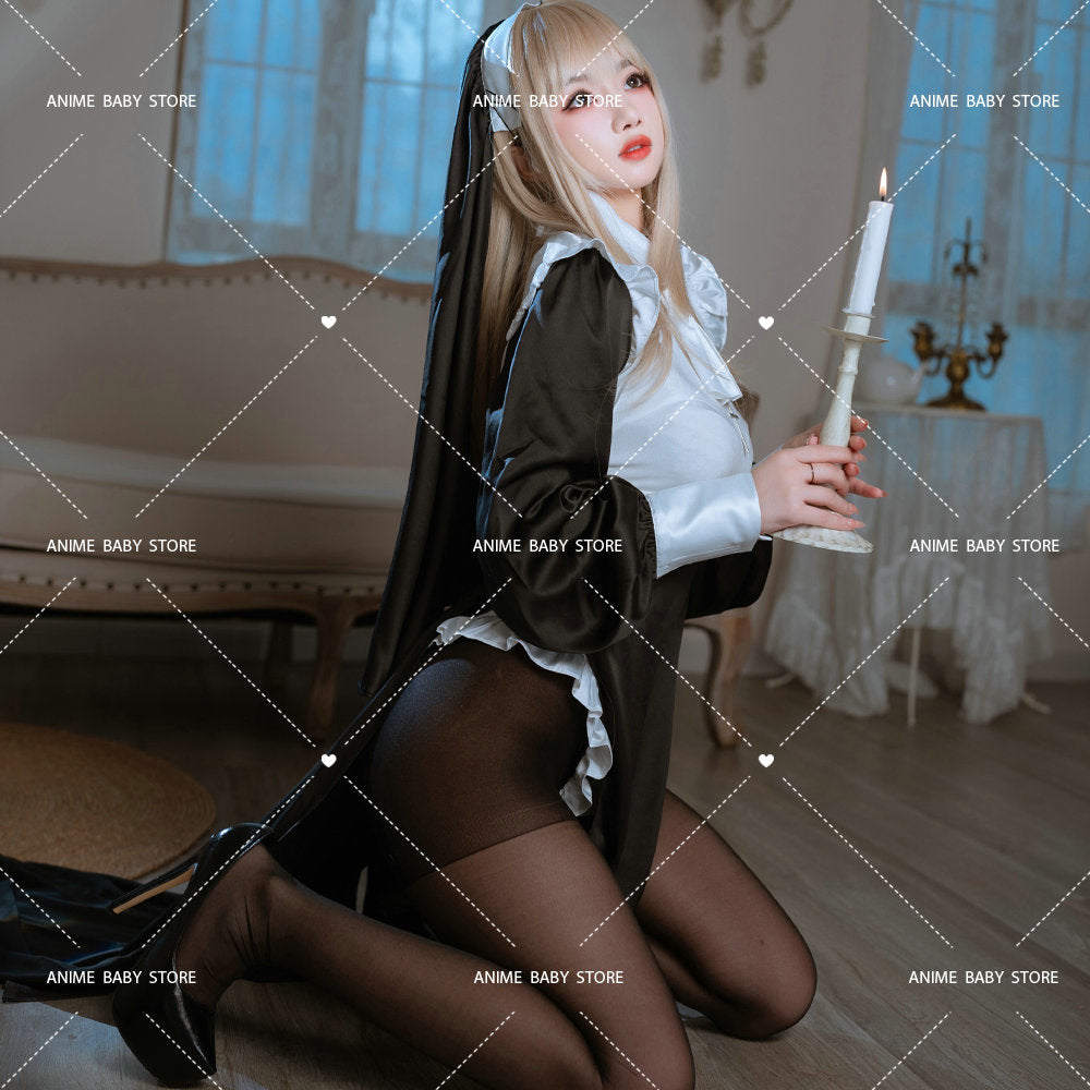 Sweet Black White Dress  Sister Uniform Hot Anime Cosplay Full Set for Sexy Girls Sexy Dark Reign Cenobite Cosplay Costume