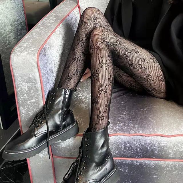 Lolita School Girl Floral Tights Fishnet Over Knee Stocking Long Adorable Anime Gothic Black White Kawaii Sexy Cosplay Costumes