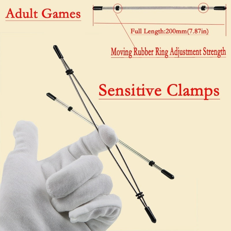Adjustable Steel Bars Nipple Clamp Adlut Nipple Clitoral BDSM Play Sex Toys for Advanced Nipple Players