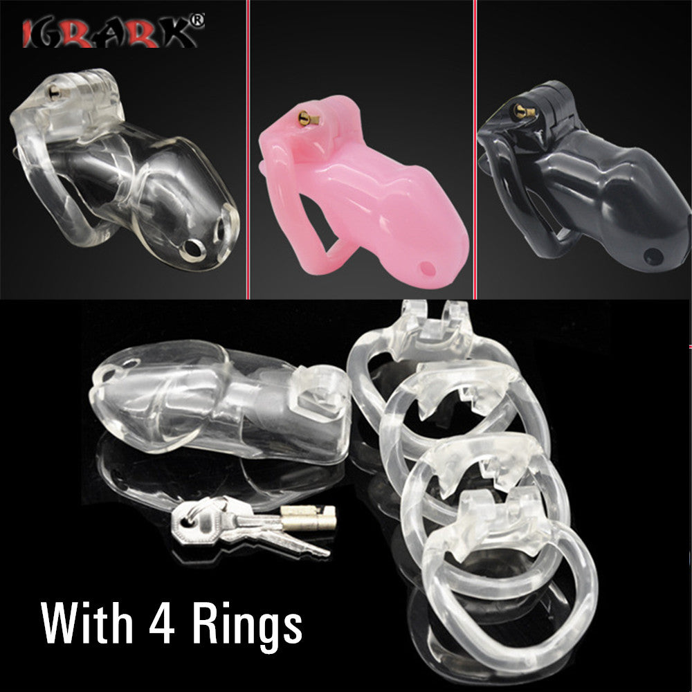 Male Chastity Device Cock Cage Erotic Sex Toys For Men Penis Belt Lock With 4 Penis Rings Lock Adult Games Penile Bdsm Equipment