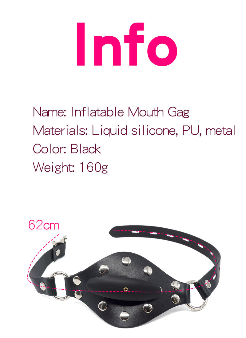 Inflatable Penis Gag Open Mouth Gag Oral Dildo Plug Separate Pump Expandable Big ButtPlug Anal Dilator Lock Bondage BDSM Sex Toy