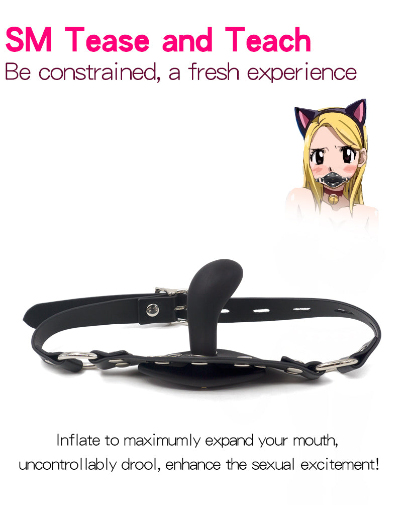 Inflatable Penis Gag Open Mouth Gag Oral Dildo Plug Separate Pump Expandable Big ButtPlug Anal Dilator Lock Bondage BDSM Sex Toy