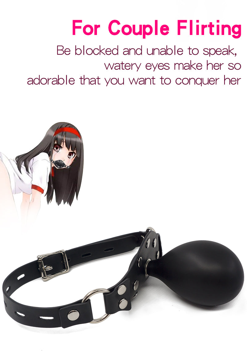 Inflatable Penis Gag Open Mouth Gag Oral Dildo Plug Separate Pump Expandable Big ButtPlug Anal Dilator Lock Bondage BDSM Sex Toy