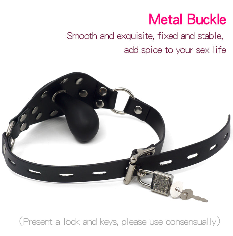 Inflatable Penis Gag Open Mouth Gag Oral Dildo Plug Separate Pump Expandable Big ButtPlug Anal Dilator Lock Bondage BDSM Sex Toy