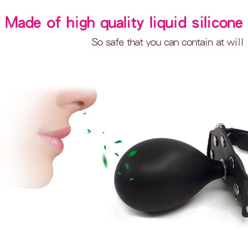Inflatable Penis Gag Open Mouth Gag Oral Dildo Plug Separate Pump Expandable Big ButtPlug Anal Dilator Lock Bondage BDSM Sex Toy