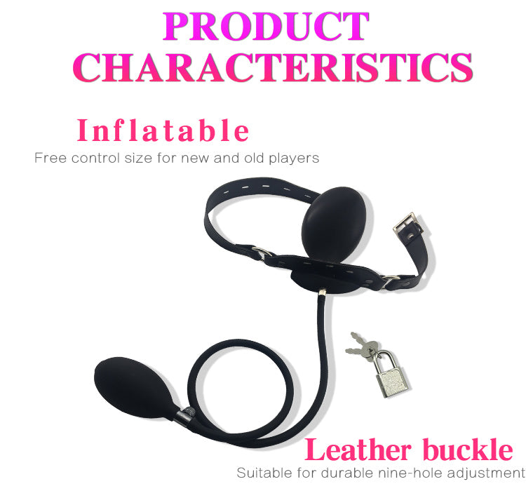 Inflatable Penis Gag Open Mouth Gag Oral Dildo Plug Separate Pump Expandable Big ButtPlug Anal Dilator Lock Bondage BDSM Sex Toy