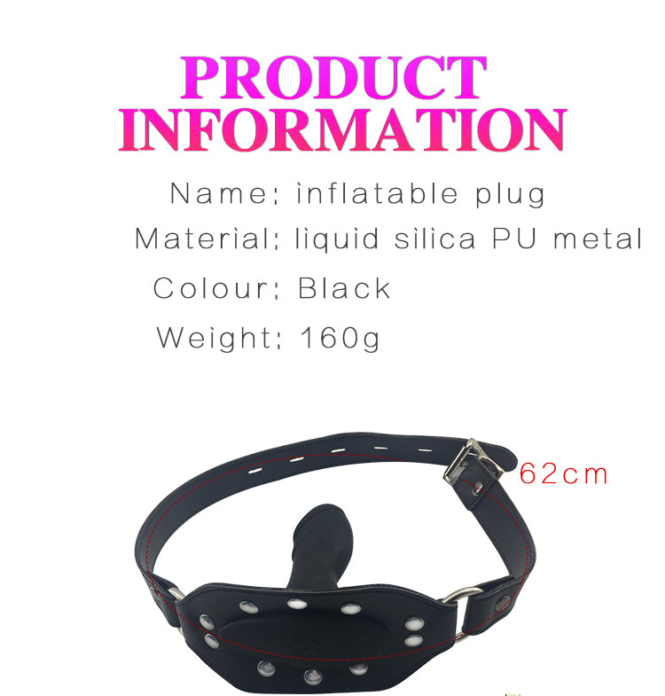 Inflatable Penis Gag Open Mouth Gag Oral Dildo Plug Separate Pump Expandable Big ButtPlug Anal Dilator Lock Bondage BDSM Sex Toy