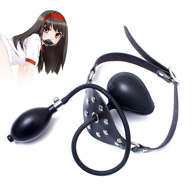 Inflatable Penis Gag Open Mouth Gag Oral Dildo Plug Separate Pump Expandable Big ButtPlug Anal Dilator Lock Bondage BDSM Sex Toy