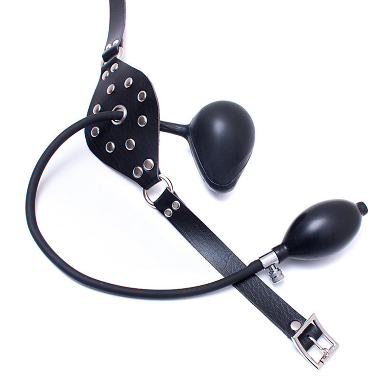 Inflatable Penis Gag Open Mouth Gag Oral Dildo Plug Separate Pump Expandable Big ButtPlug Anal Dilator Lock Bondage BDSM Sex Toy