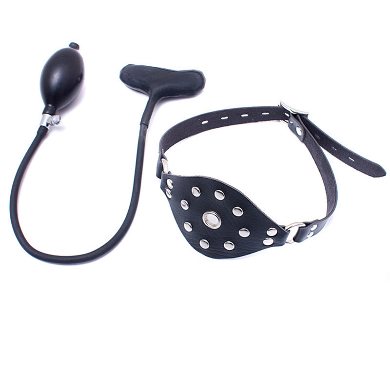Inflatable Penis Gag Open Mouth Gag Oral Dildo Plug Separate Pump Expandable Big ButtPlug Anal Dilator Lock Bondage BDSM Sex Toy