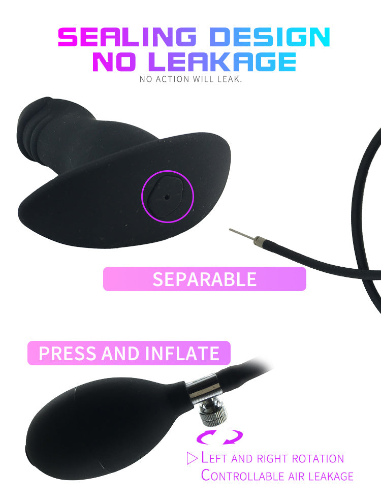 Inflatable Penis Gag Open Mouth Gag Oral Dildo Plug Separate Pump Expandable Big ButtPlug Anal Dilator Lock Bondage BDSM Sex Toy