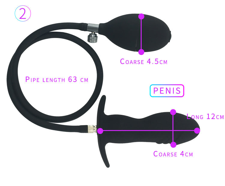 Inflatable Penis Gag Open Mouth Gag Oral Dildo Plug Separate Pump Expandable Big ButtPlug Anal Dilator Lock Bondage BDSM Sex Toy