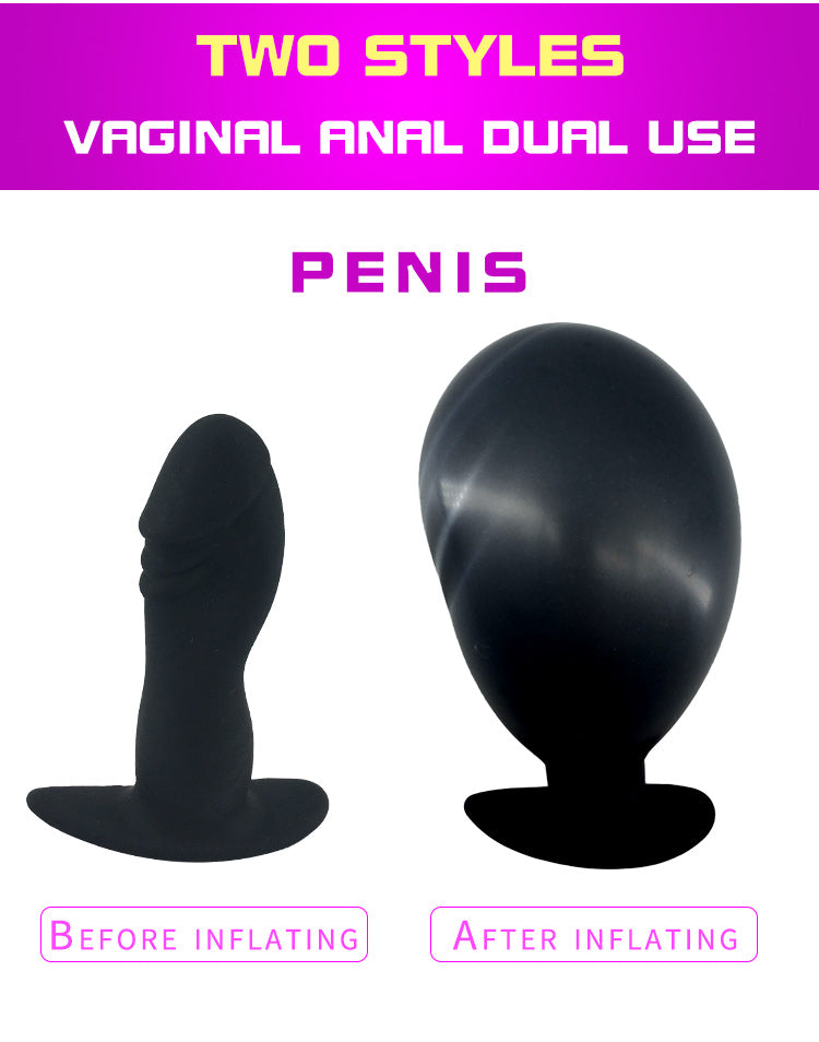 Inflatable Penis Gag Open Mouth Gag Oral Dildo Plug Separate Pump Expandable Big ButtPlug Anal Dilator Lock Bondage BDSM Sex Toy