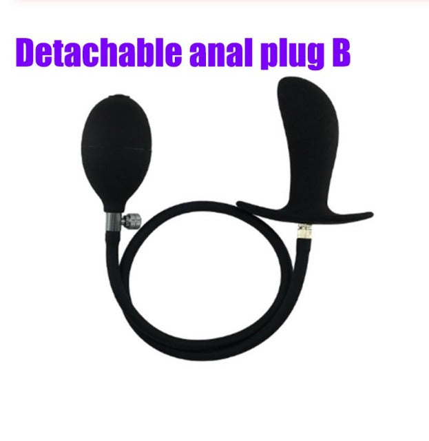Inflatable Penis Gag Open Mouth Gag Oral Dildo Plug Separate Pump Expandable Big ButtPlug Anal Dilator Lock Bondage BDSM Sex Toy