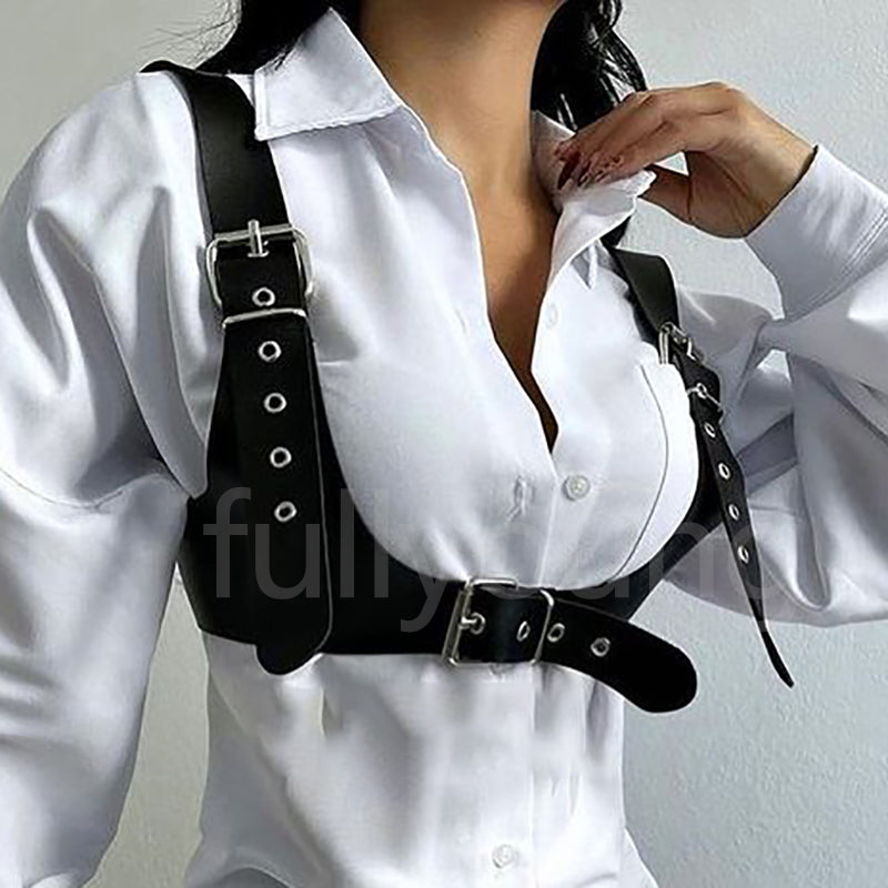 Sexy PU Leather Harness Women Lingerie Black Garter Belt Body Bondage Bra Cage Waist Straps Gothic Adjustable Suspenders
