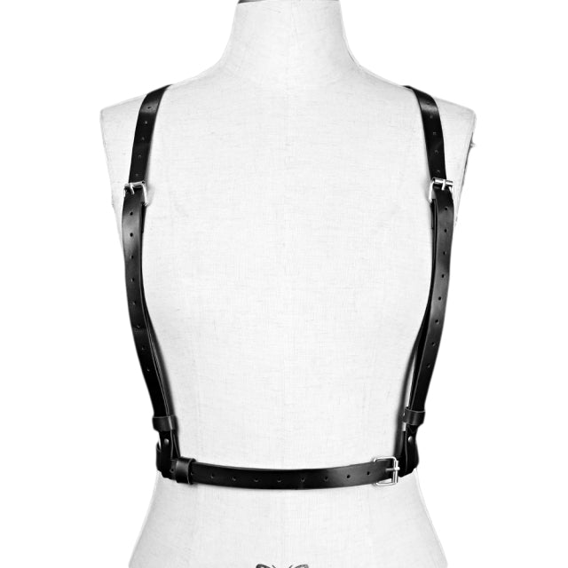 Sexy PU Leather Harness Women Lingerie Black Garter Belt Body Bondage Bra Cage Waist Straps Gothic Adjustable Suspenders