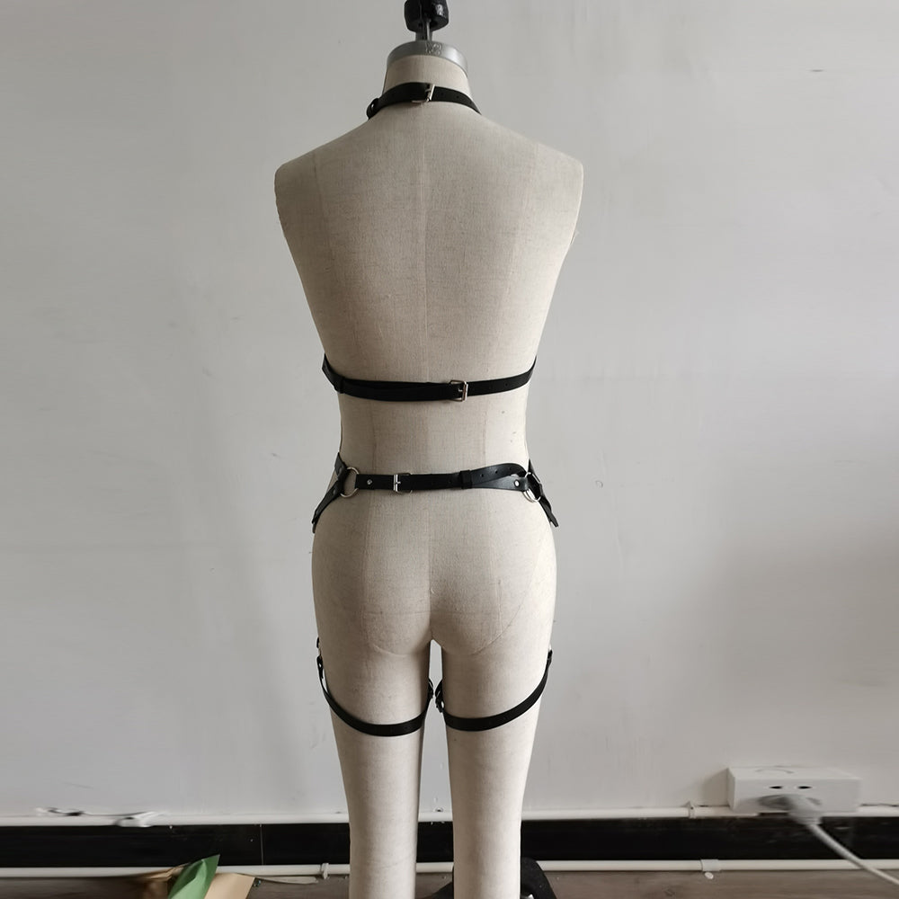 Leather Harness Body Bondage Punk Strap Garter Belt Leg Tight Lingerie