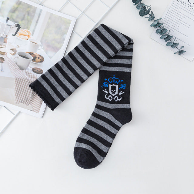 Lolita Cute Lace Flower Thigh High Socks Japanese Cartoon Girl Comfortable Knee High Socks Cotton Fall Winter Long Socks Women