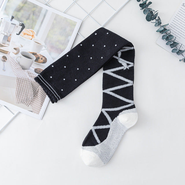 Lolita Cute Lace Flower Thigh High Socks Japanese Cartoon Girl Comfortable Knee High Socks Cotton Fall Winter Long Socks Women